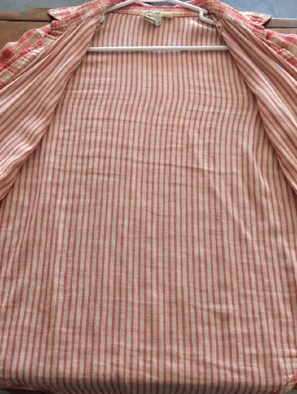 White Crow Coral,Orange& Cream Plaid Button-Down Shirt - Picture 6 of 11